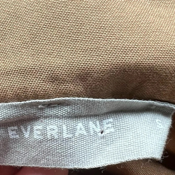 NWOT EVERLANE Tiered Mockneck Short Sleeve Dress Toasted Coconut Brown Small - Picture 7 of 8